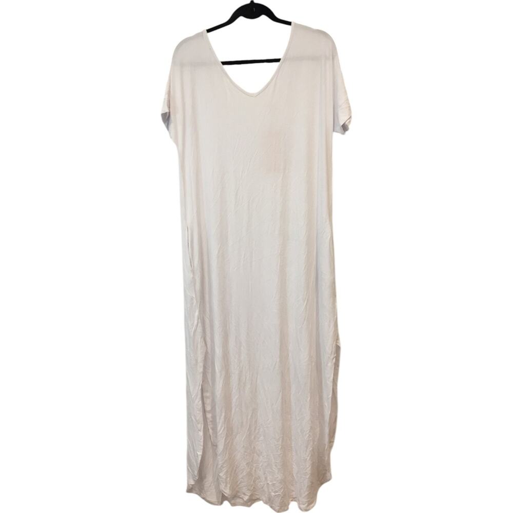 GC Grecerelle Maxi Dress V Neck Womens XL White Short Sleeve Keyhole Back NWT